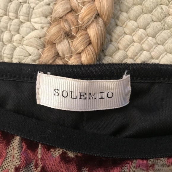 Solemios Dark Red Stretch Mini Skirt Velvet Fabric Micro Mini Burn Out - Picture 7 of 7